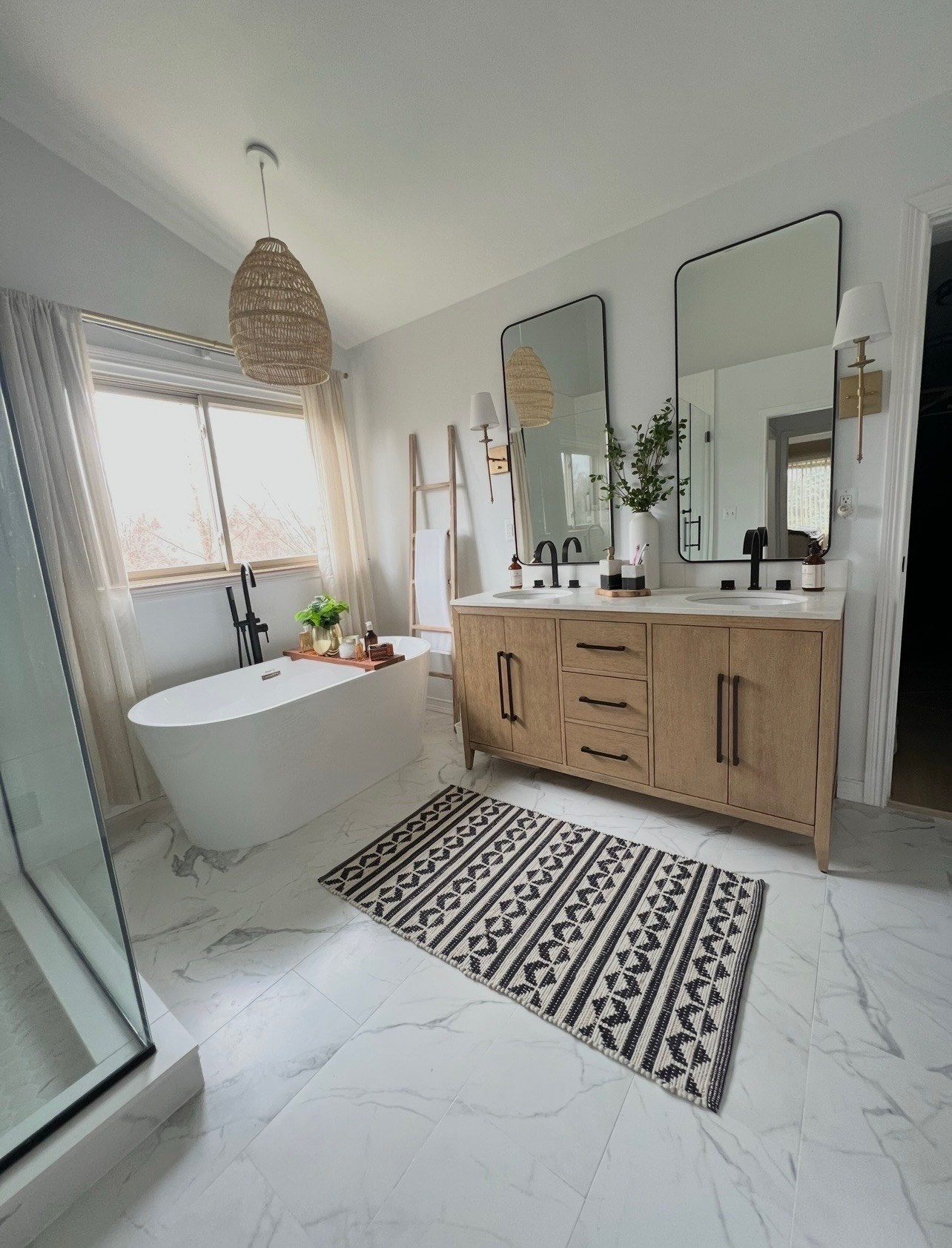 Modern primary bath after remodel